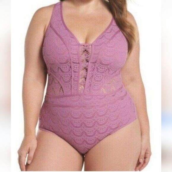 Becca Puple Lace Swimsuit Size 2X - Picture 11 of 13
